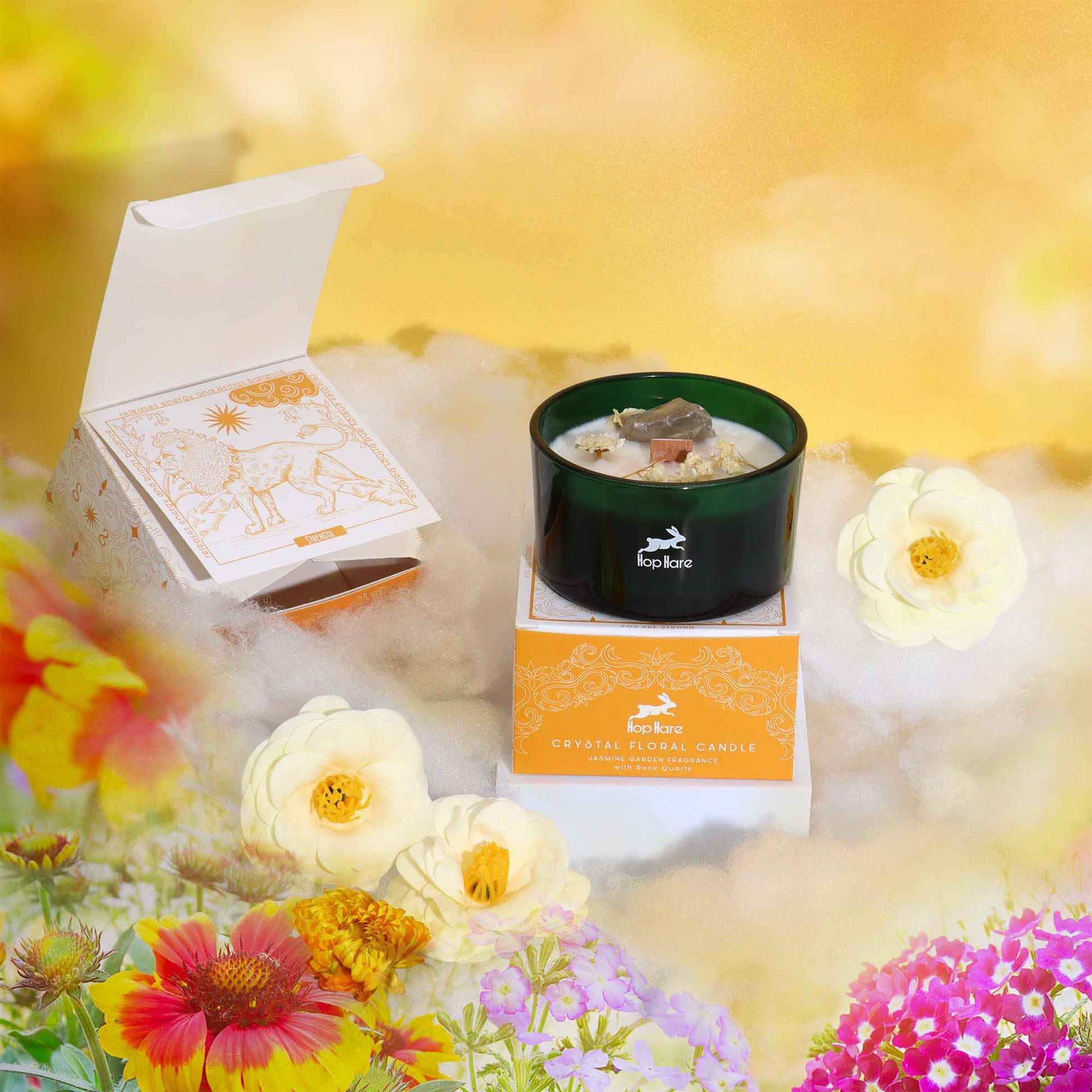 Hop Hare Crystal Magic Flower Candle - The Lion