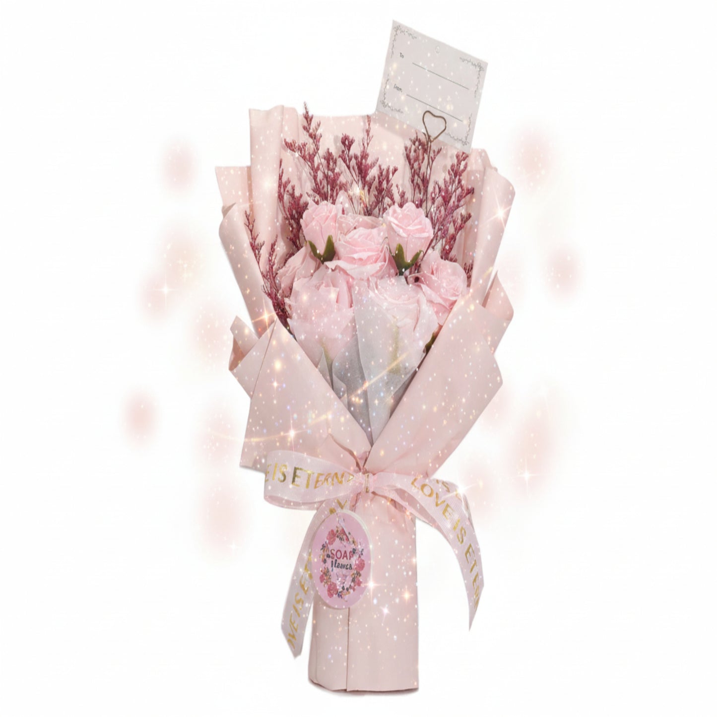 Large Pink Roses Bouquet - Love is Eternal -  Gift Card