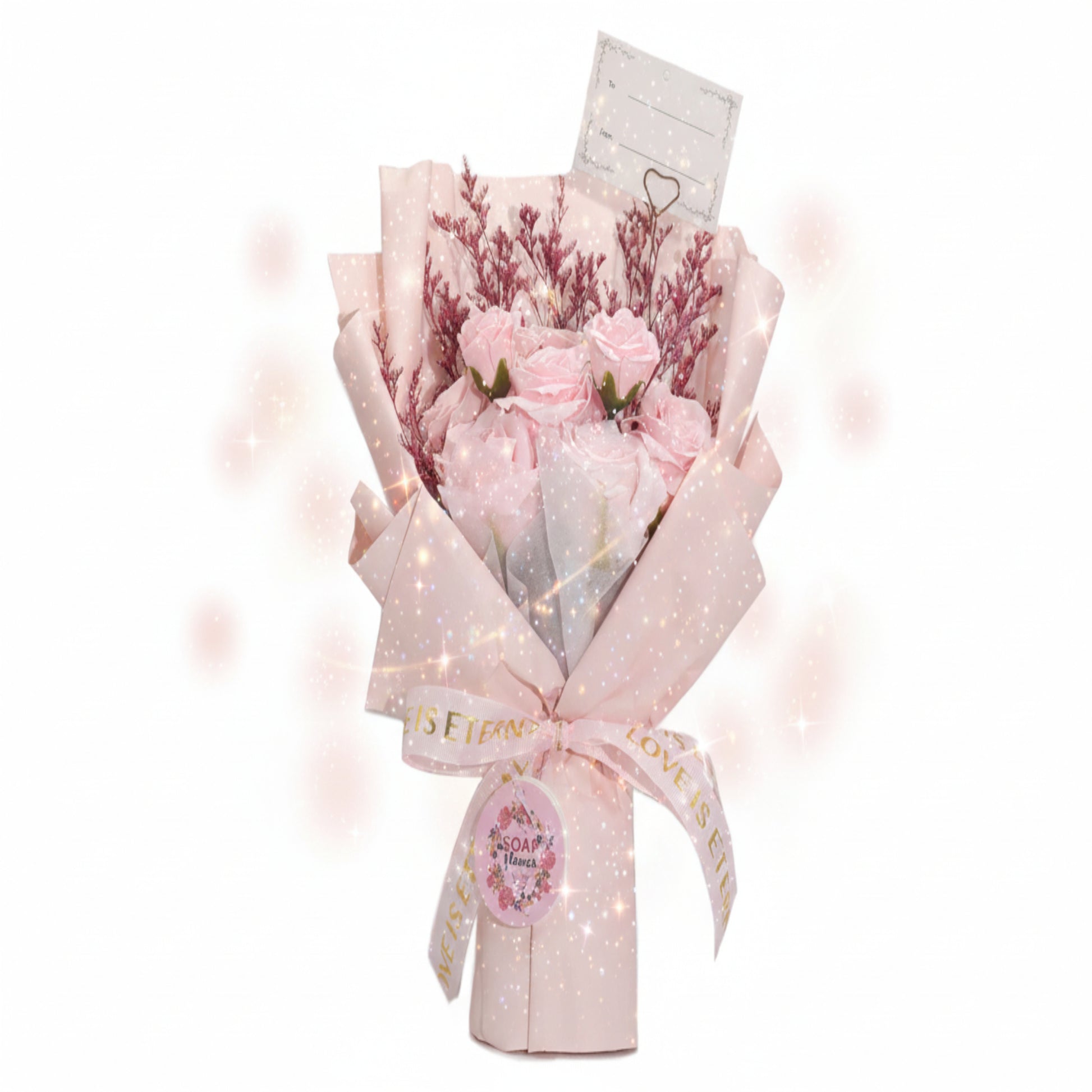 Large Pink Roses Bouquet - Love is Eternal -  Gift Card