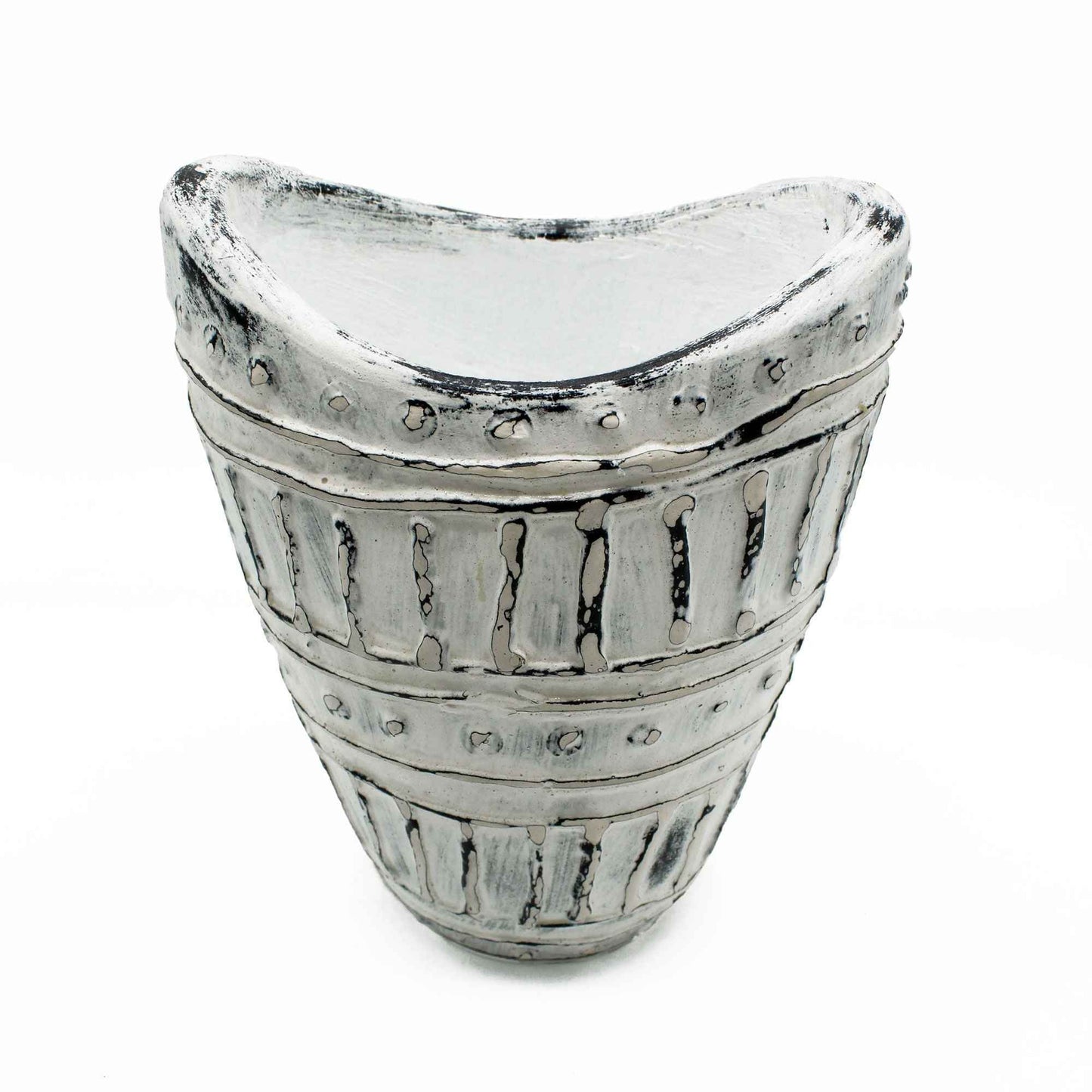 Wide Neck Shaped Vase - Cream 22cm