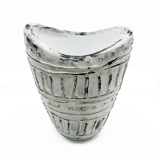 Wide Neck Shaped Vase - Cream 22cm